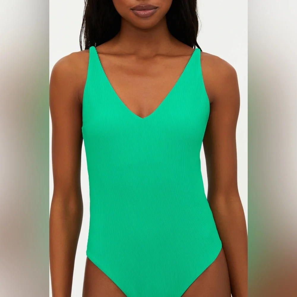 BEACH RIOT Core Collection Reese One Piece Technicolor Green, Size Medium, $148